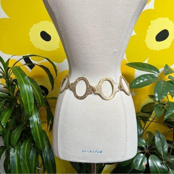 Chunky Oversized Vintage 1970s Groovy Embossed Egyptian Revival Chain Link Belt - Picture 7 of 16